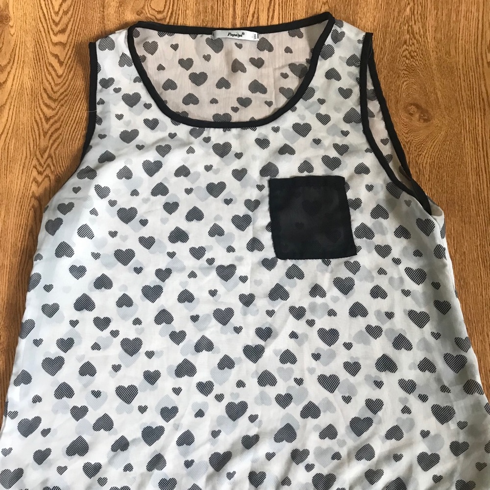 Sheer Racerback Heart` Tank Top